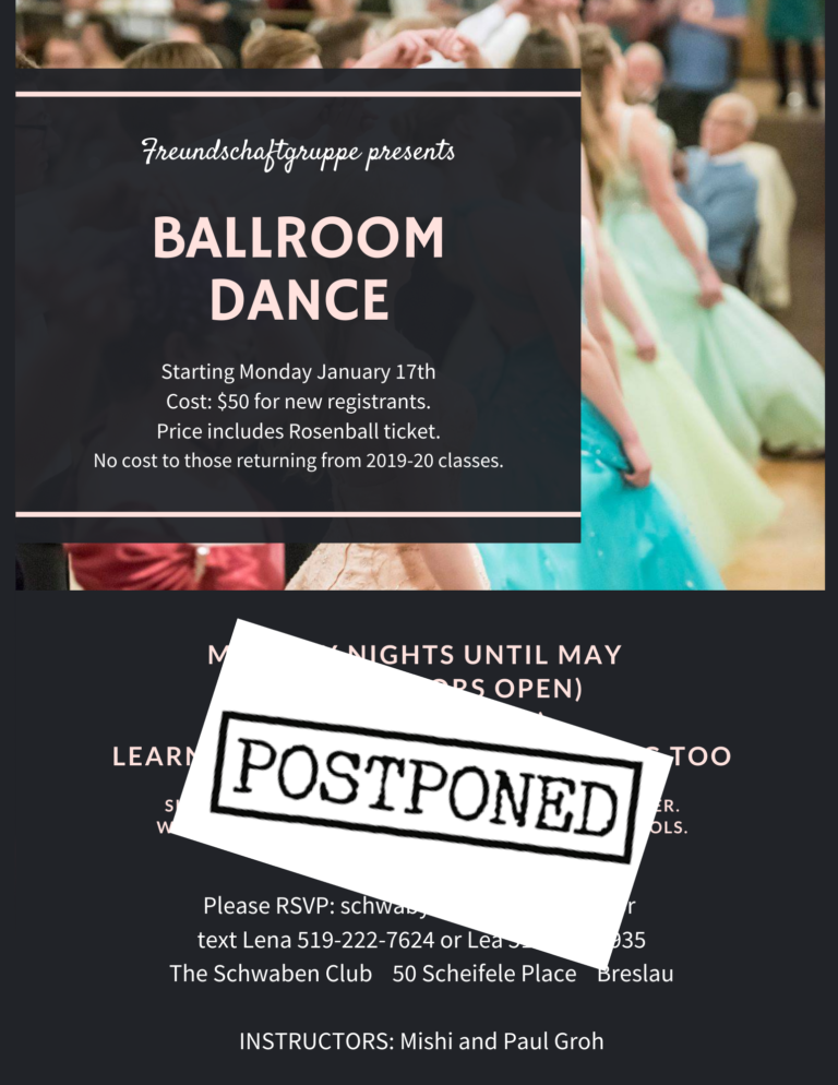 Ballroom dancing postponed